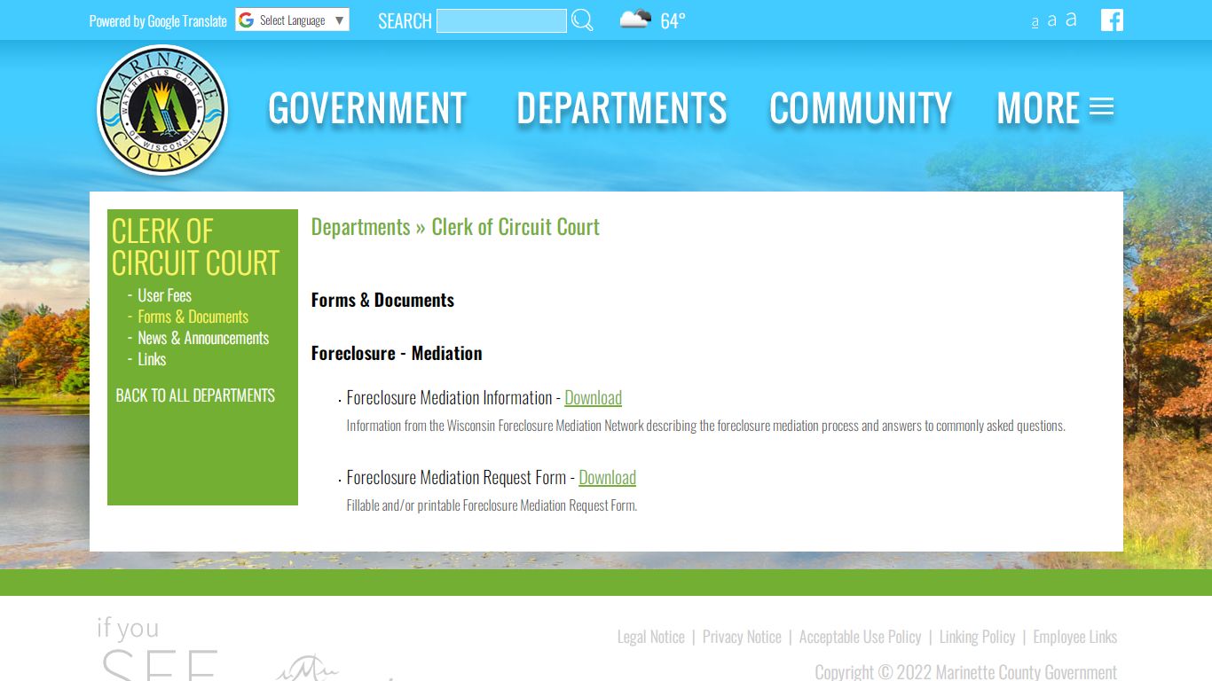 Clerk of Circuit Court » Forms & Documents - Marinette County